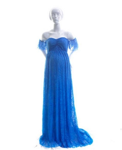 Robe de maternité formelle en dentelle – tenue de mariage ou de baby shower à une épaule