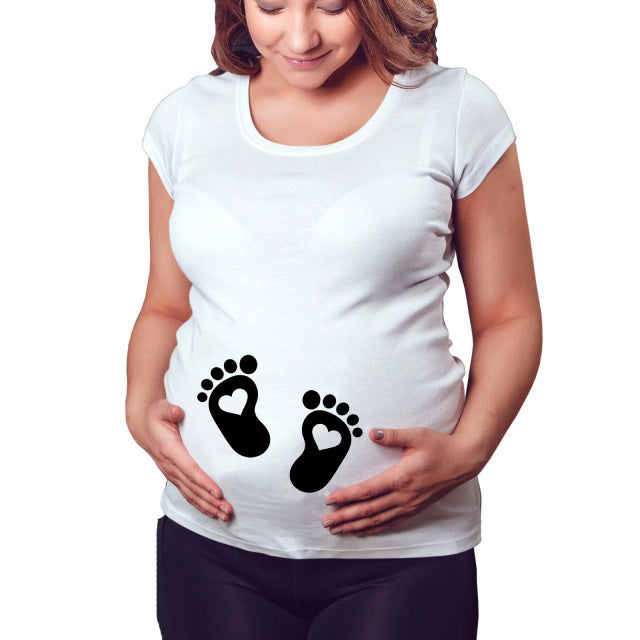 T-shirt de grossesse slim fit avec une lettre amusante « Mama mood on »