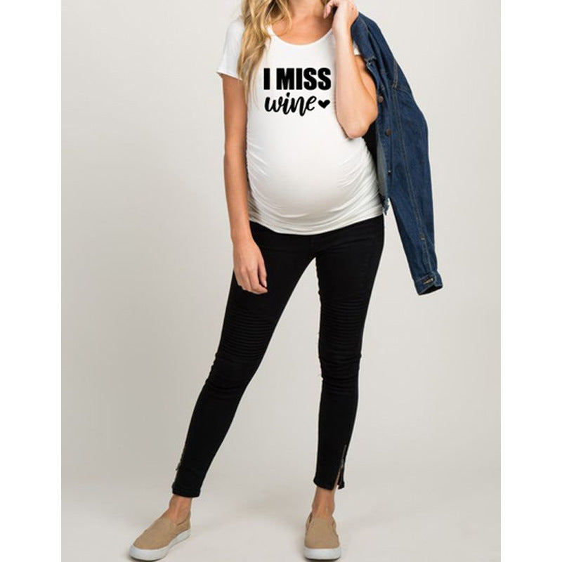 T-shirt de grossesse slim fit avec une lettre amusante « Mama mood on »