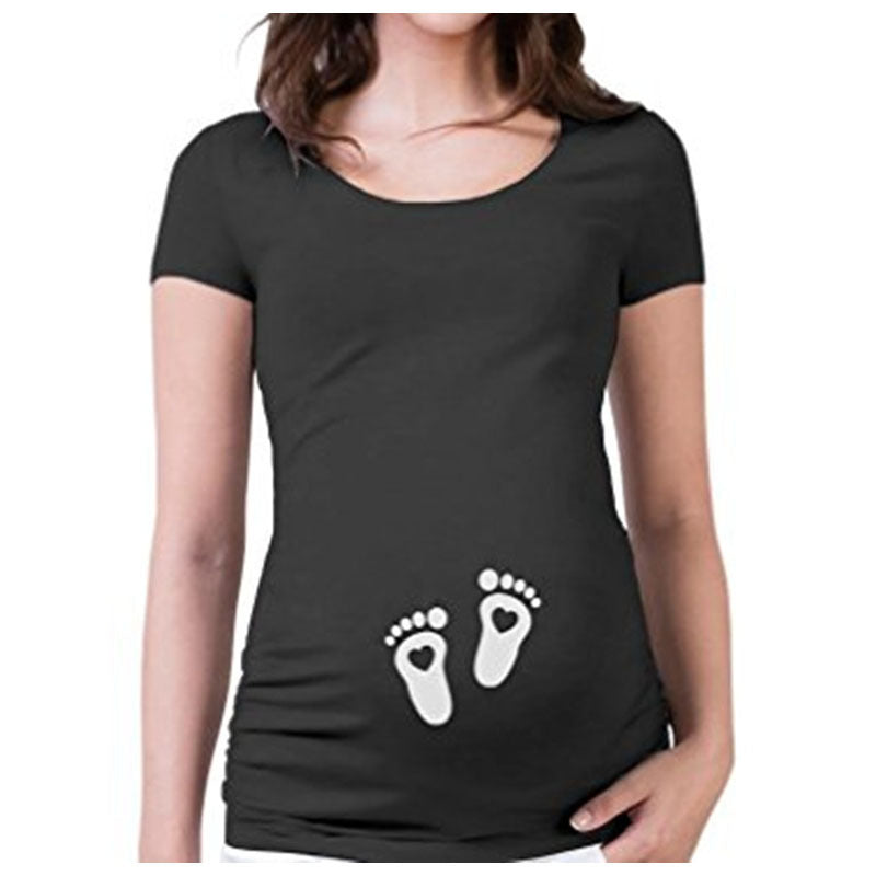 T-shirt de grossesse slim fit avec une lettre amusante « Mama mood on »