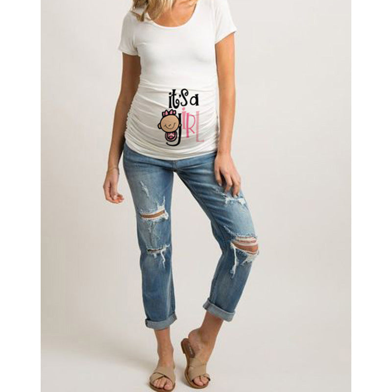 T-shirt de grossesse slim fit avec une lettre amusante « Mama mood on »