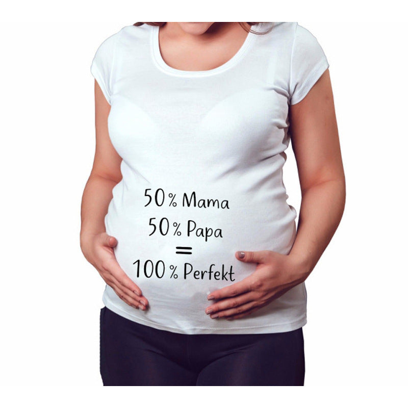T-shirt de grossesse slim fit avec une lettre amusante « Mama mood on »