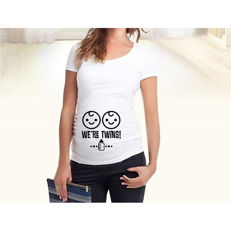 T-shirt de grossesse slim fit avec une lettre amusante « Mama mood on »