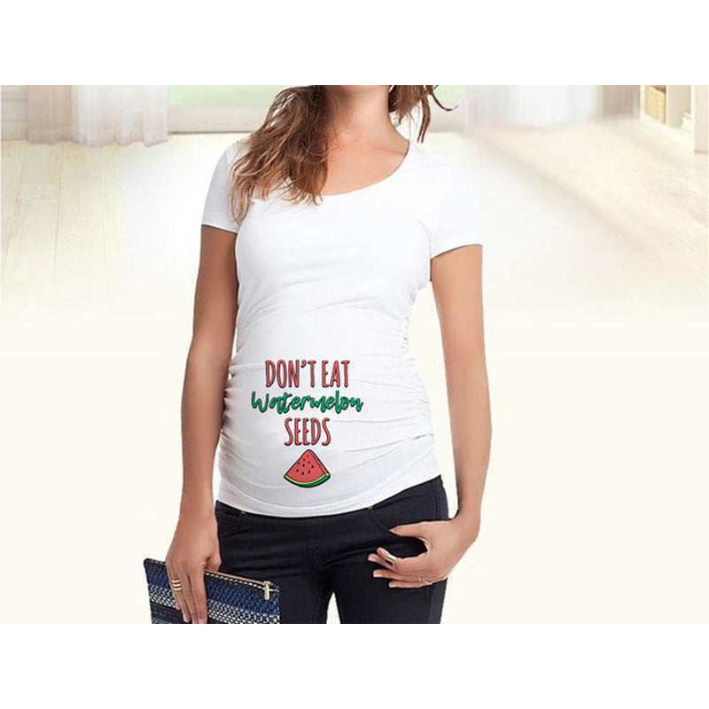 T-shirt de grossesse slim fit avec une lettre amusante « Mama mood on »