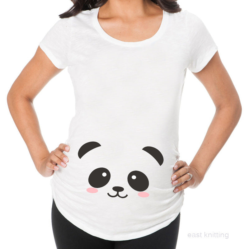 T-shirt de grossesse slim fit avec une lettre amusante « Mama mood on »
