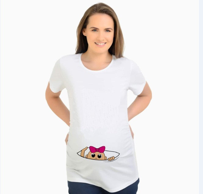 T-shirt de grossesse slim fit avec une lettre amusante « Mama mood on »