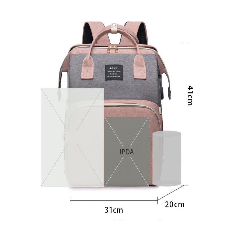 Sac à dos à langer 3 en 1 – avec berceau portable et porte-biberons isothermes