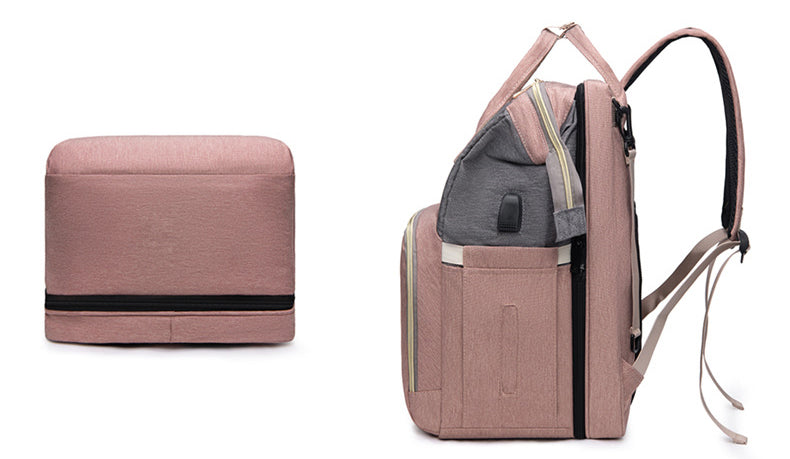 Sac à dos à langer 3 en 1 – avec berceau portable et porte-biberons isothermes