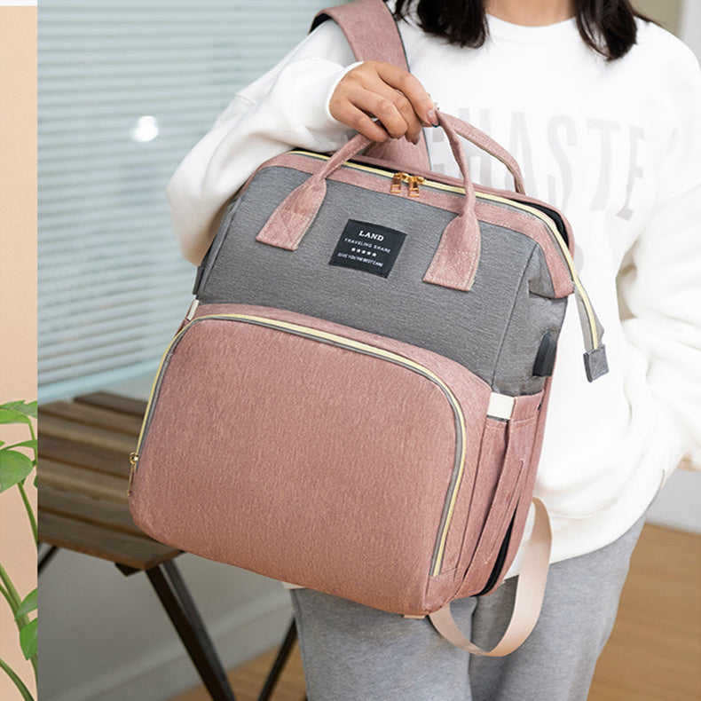Sac à dos à langer 3 en 1 – avec berceau portable et porte-biberons isothermes