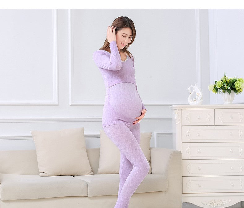 Vêtements de grossesse pour l'automne – ensemble haut à manches longues et pantalon doux