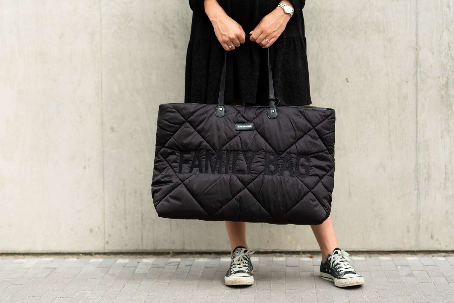 Sac familial — matelassé noir
