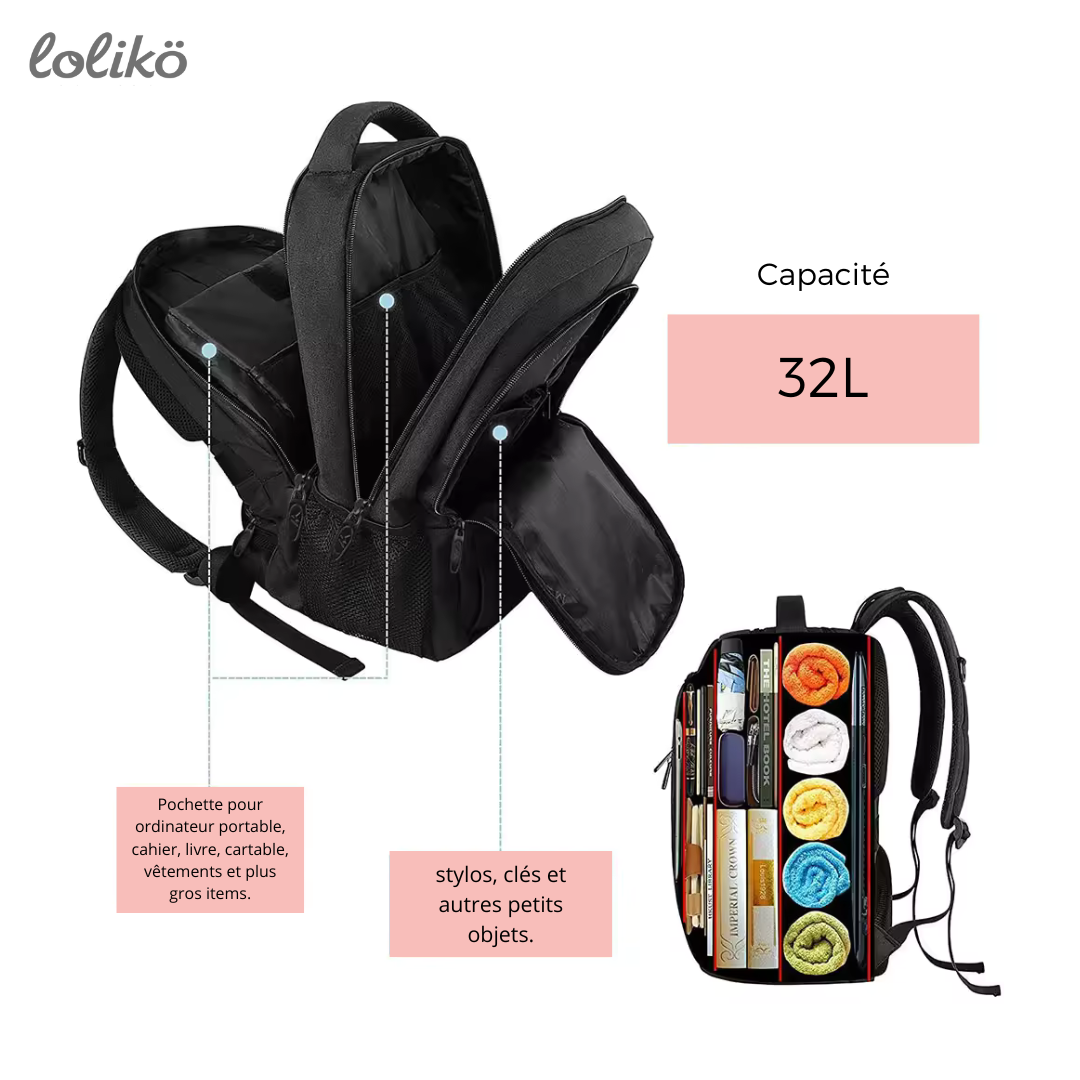 Sac à dos gris multi-usage