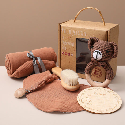 Coffret souvenir pour nouveau-né : kit de bain pour bébé, écharpe de portage douce et articles photo marquants