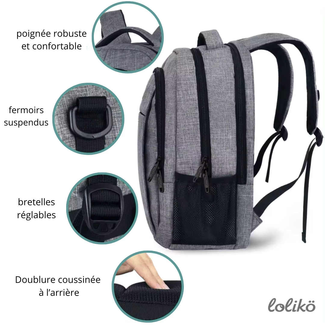Sac à dos gris multi-usage