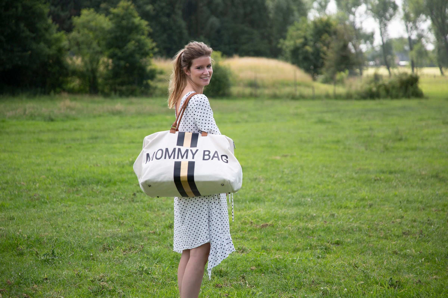 Sac à langer en toile rayée