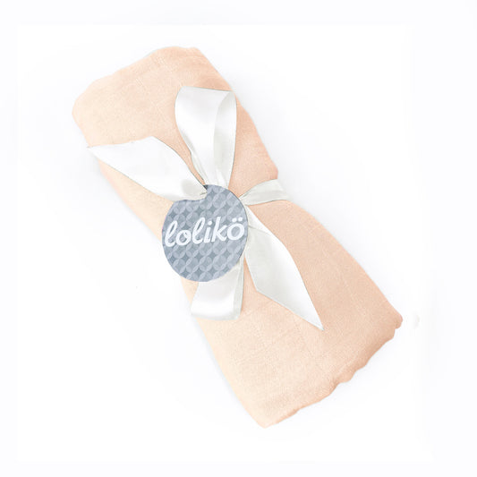 Couverture en mousseline de bambou couleur pêche